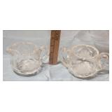 Etched Glass Cream and Sugar Set
