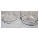 Fire King Glass Clear Pie Plates with Medallion Pattern - set of 2
