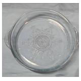 Fire King Glass Clear Pie Plates with Medallion Pattern - set of 2