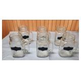 Set of 6 Glass Mason Jar Mugs with Chalkboard Labels