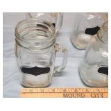 Set of 6 Glass Mason Jar Mugs with Chalkboard Labels