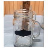 Set of 6 Glass Mason Jar Mugs with Chalkboard Labels