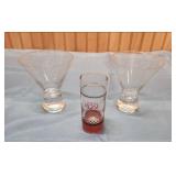 Two Don Pedro Liquor Glasses and a Tequila Rose shot glass