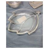 Mid-Century Glass Serving Dishes and a FireKing Peach Luster Plate