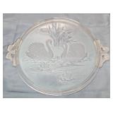 Glass Turkey Serving Platter with Embossed Design