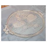 Glass Turkey Serving Platter with Embossed Design