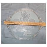 Glass Turkey Serving Platter with Embossed Design