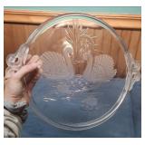 Glass Turkey Serving Platter with Embossed Design