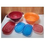 Colorful Kitchen Storage Set with Colander and mixing bowl