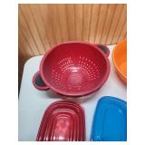 Colorful Kitchen Storage Set with Colander and mixing bowl
