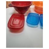 Colorful Kitchen Storage Set with Colander and mixing bowl
