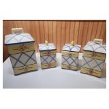 Decorative Kitchen Canister Set with Floral Design - set of 4