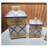 Decorative Kitchen Canister Set with Floral Design - set of 4