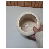 White Ceramic Cookie Jar with Brown Relief Pattern  - Bush K2 USA