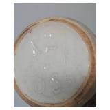 White Ceramic Cookie Jar with Brown Relief Pattern  - Bush K2 USA