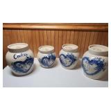 Blue and White Ceramic Cookie Jar and Cannister Set - set of 4