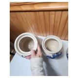 Blue and White Ceramic Cookie Jar and Cannister Set - set of 4