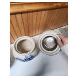 Blue and White Ceramic Cookie Jar and Cannister Set - set of 4