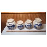 Blue and White Ceramic Cookie Jar and Cannister Set - set of 4