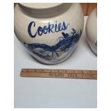 Blue and White Ceramic Cookie Jar and Cannister Set - set of 4