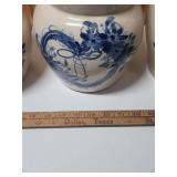 Blue and White Ceramic Cookie Jar and Cannister Set - set of 4