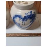 Blue and White Ceramic Cookie Jar and Cannister Set - set of 4