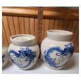 Blue and White Ceramic Cookie Jar and Cannister Set - set of 4
