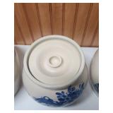 Blue and White Ceramic Cookie Jar and Cannister Set - set of 4