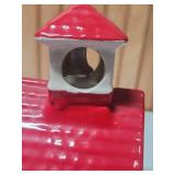 Red and White Ceramic Schoolhouse Cookie Jar