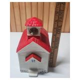 Red and White Ceramic Schoolhouse Cookie Jar