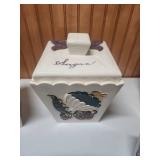 Hand-Painted Ceramic Canister Set with Fruit and Floral Design - set of 6