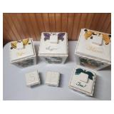 Hand-Painted Ceramic Canister Set with Fruit and Floral Design - set of 6