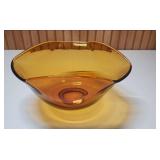 Mid-Century Amber Glass Serving or Decorative Bowl