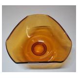 Mid-Century Amber Glass Serving or Decorative Bowl