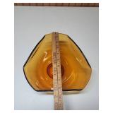 Mid-Century Amber Glass Serving or Decorative Bowl