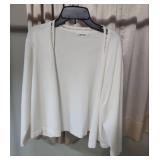 Calvin Klein Open Front Waist length cardigan with Pearl accents - missing sz tag, appears Sz Snall