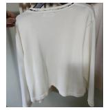 Calvin Klein Open Front Waist length cardigan with Pearl accents - missing sz tag, appears Sz Snall