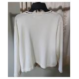 Calvin Klein Open Front Waist length cardigan with Pearl accents - missing sz tag, appears Sz Snall