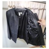 Coldwater Creek Embroidered Leather Jacket Sz L - minor leather wear along zipper on front