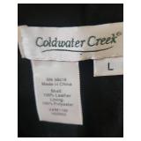 Coldwater Creek Embroidered Leather Jacket Sz L - minor leather wear along zipper on front