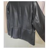 Coldwater Creek Embroidered Leather Jacket Sz L - minor leather wear along zipper on front