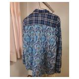 2 womens Size Large tops - long sleeve dress shirt and a London England Sweatshirt (very good conditon)