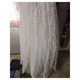 Vintage Long Sleeve Lace Wedding Dress with Pearl Buttons. Satin and tulle layer underneath