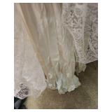 Vintage Long Sleeve Lace Wedding Dress with Pearl Buttons. Satin and tulle layer underneath