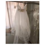 Vintage floor length wedding vail and vintage ring pillow