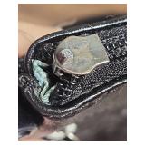 2 Womens Leather handbags - blue Liz Claiborne, Black from The Sak (missing the pull on the top zipper on The Sak purse - pull is inside the bag), both fairly clean inside