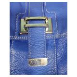 2 Womens Leather handbags - blue Liz Claiborne, Black from The Sak (missing the pull on the top zipper on The Sak purse - pull is inside the bag), both fairly clean inside