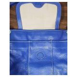 2 Womens Leather handbags - blue Liz Claiborne, Black from The Sak (missing the pull on the top zipper on The Sak purse - pull is inside the bag), both fairly clean inside