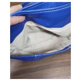 2 Womens Leather handbags - blue Liz Claiborne, Black from The Sak (missing the pull on the top zipper on The Sak purse - pull is inside the bag), both fairly clean inside