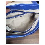 2 Womens Leather handbags - blue Liz Claiborne, Black from The Sak (missing the pull on the top zipper on The Sak purse - pull is inside the bag), both fairly clean inside